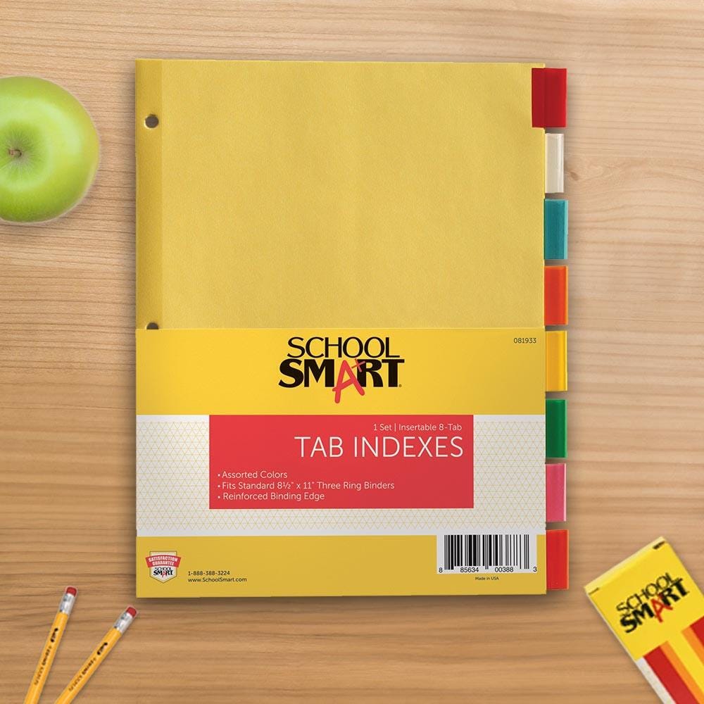 School Smart Heavy Duty 3 Hole Punched 8-Tab Indexes, Letter